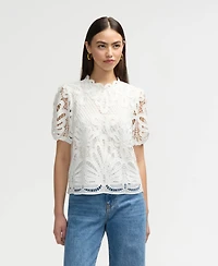 Nvlt Women s Mock Neck Lace Top