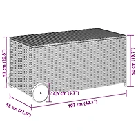 Garden Storage Box with Wheels Gray 50.2 Gal Poly Rattan