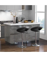 Height Adjustable Bar Stools Set of 2 with Hollow Back and Footrest