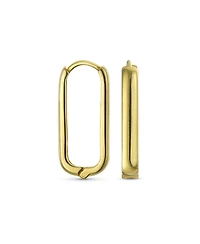 Bling Jewelry Classic Simple Geometric Vertical U Rectangle Oval Hoop Paperclip Earrings .925 Sterling Silver Hinged