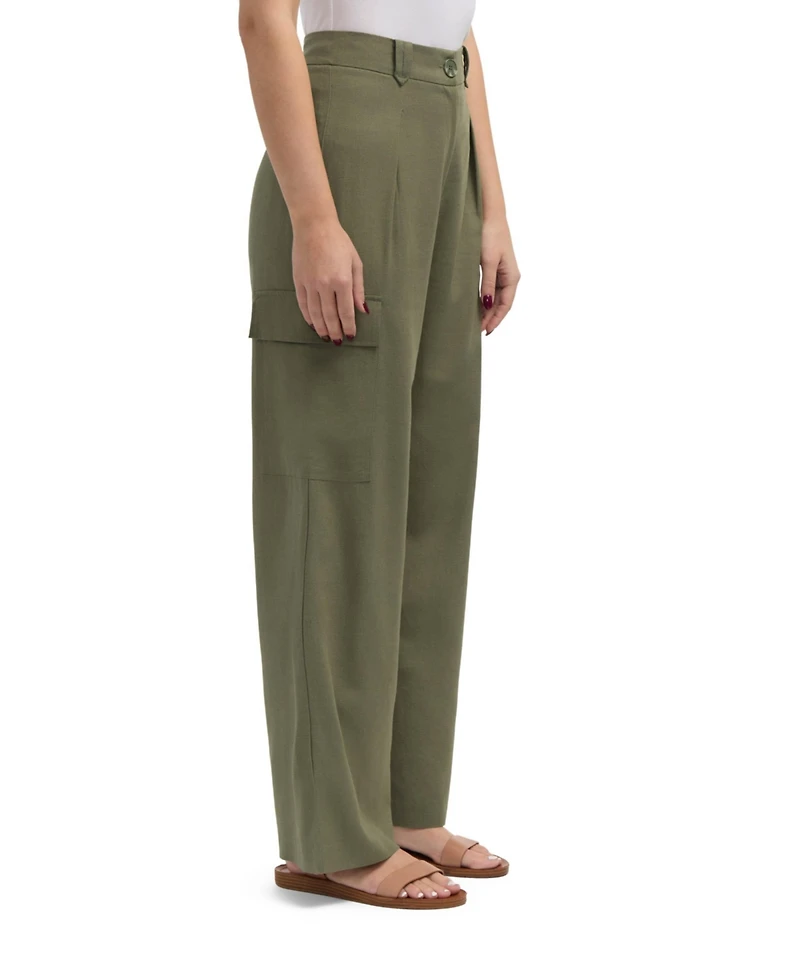 Ellen Tracy Women's Button Front Cargo Pocket Pant