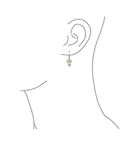 Bling Jewelry Filigree Two Tone Fleur De Lis Cross Dangle Earrings Gold Plated Silver