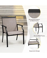 Gymax Set of 2 Patio Dining Chairs Outdoor Armchairs w/ Sturdy Metal Frame