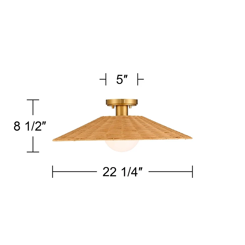 Possini Euro Gavin 22 3/4" Wide Brass and Rattan Ceiling Light - Possini Euro Design