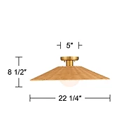 Possini Euro Gavin 22 3/4" Wide Brass and Rattan Ceiling Light - Possini Euro Design