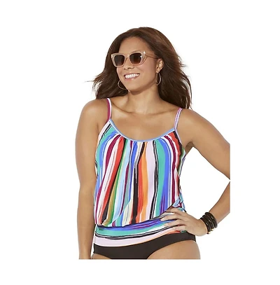 Swimsuits for All Women's Lightweight Scoop Neck Blouson Tankini Top