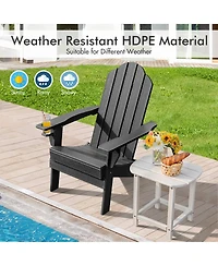Gymax Patio Folding Adirondack Chair Weather Resistant Cup Holder Yard