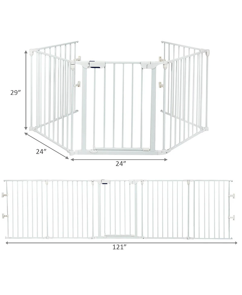 115 Inch Length 5 Panel Adjustable Wide Fireplace Fence