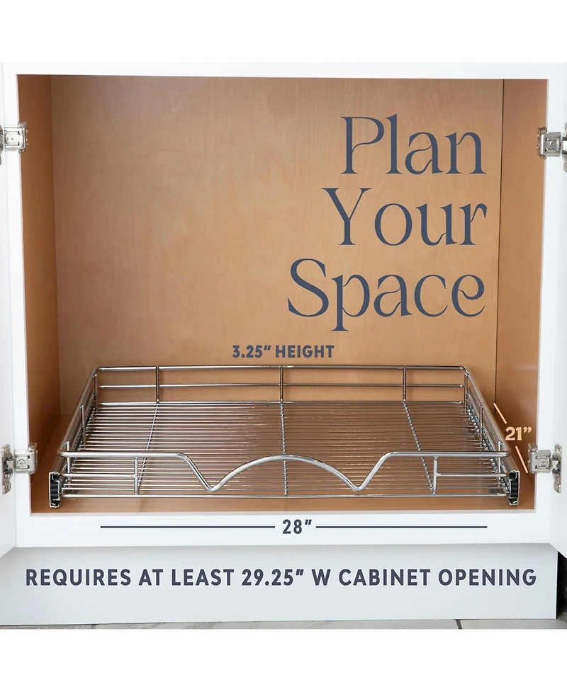 Pull Out Cabinet Organizer with Chrome Finish 28 x 21 In
