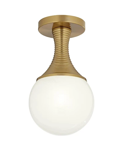 Possini Euro Design Jaime 7 3/4" Mid Century Modern Semi Flush-Mount Ceiling Light Fixture Kitchen Foyer Globe Warm Brass Finish
