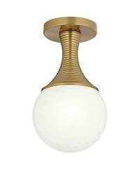 Possini Euro Design Jaime 7 3/4" Mid Century Modern Semi Flush-Mount Ceiling Light Fixture Kitchen Foyer Globe Warm Brass Finish