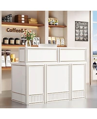 Tribesigns Reception Desk with Counter, 57-Inch Rustic Front Receptionist Table, Boho Welcome Checkout Counter for Office, Retail, Lobby, Be