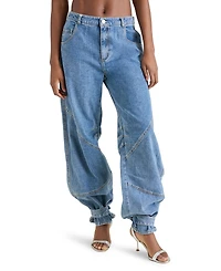 Steve Madden Women's Tre Denim Mid-Rise Wide-Leg Jeans