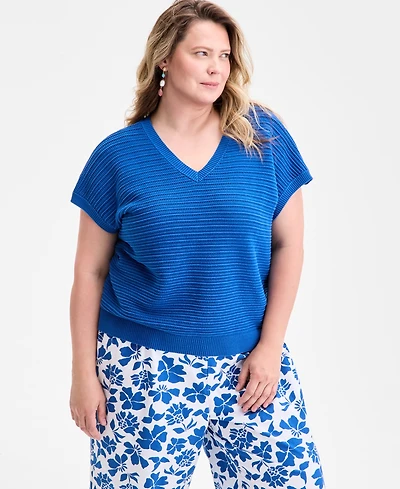 Style & Co Plus V-Neck Dolman-Sleeve Top, Exclusively at Macy's