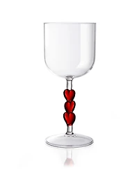 Qualia Glass Red Heart Stemmed Wine Glasses, Set of 2