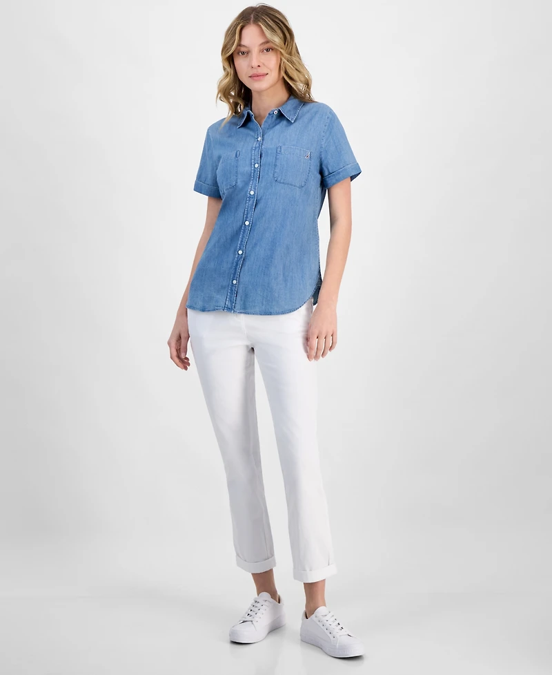 Nautica Jeans Women's Chambray Camp Shirt