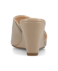 Journee Collection Women's Clementine D'Orsay Slip-On Wedge Sandals