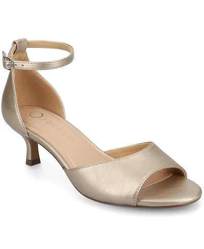 Journee Collection Women's Jezzie Peep Toe Kitten Heel Dress Sandals