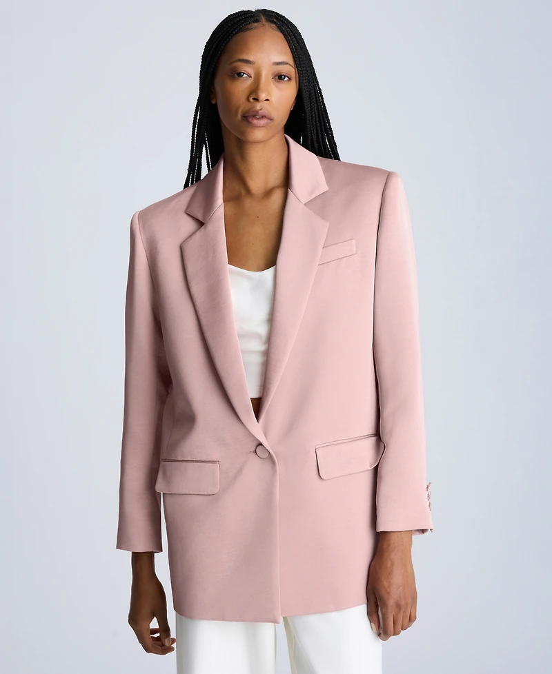 Kenneth Cole Women's Satin-Twill One-Button Notch-Collar Jacket