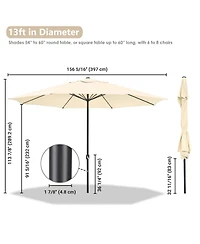 Yescom Xl 13Ft Aluminum Patio Umbrella 8 Rib Heavy Duty Table Parasol Crank Outdoor Garden Deck Beach Furniture