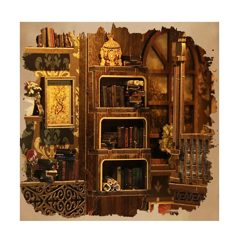 Hansilk Diy Book Nook Kit Diy Miniature House Kit Dollhouse Booknook Tiny House Decor 3D Wooden Puzzle, Gifts (Antique Book Collection Room