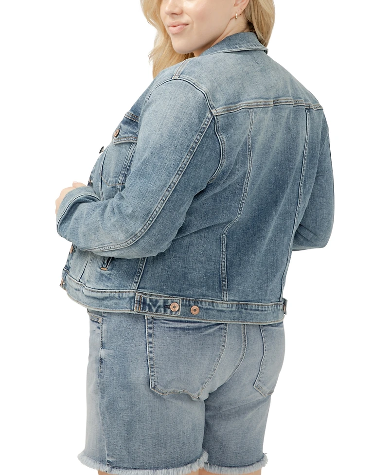 Silver Jeans Co. Plus Notched Crop Jean Jacket