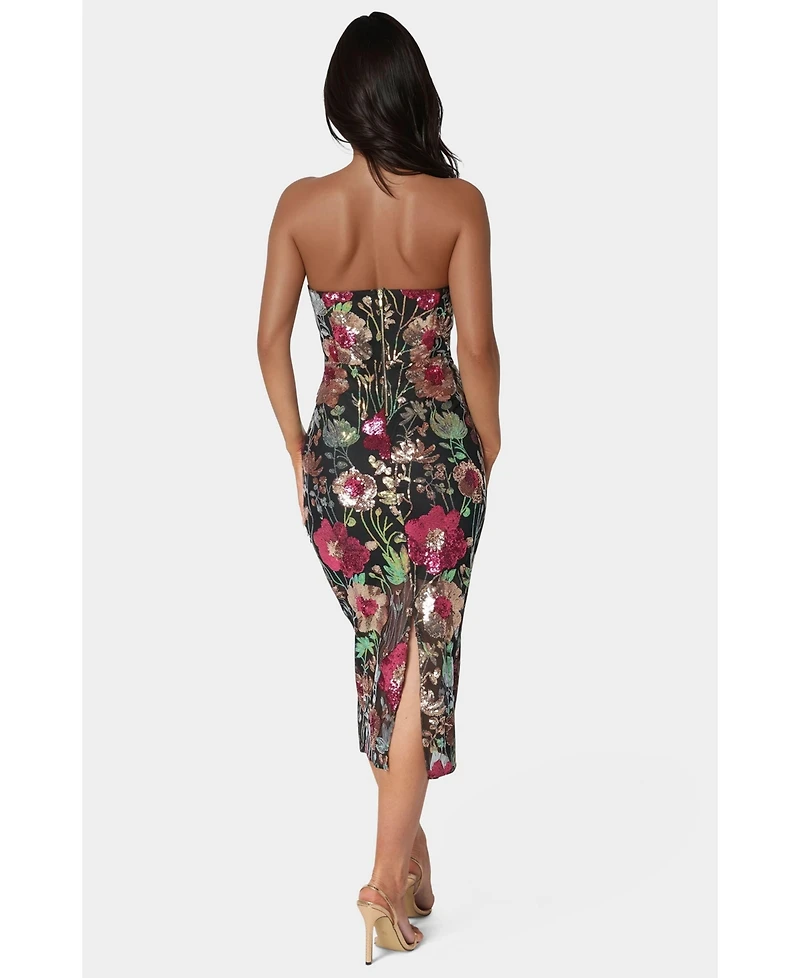 Bebe Women's Strapless Sequin Midi Dress