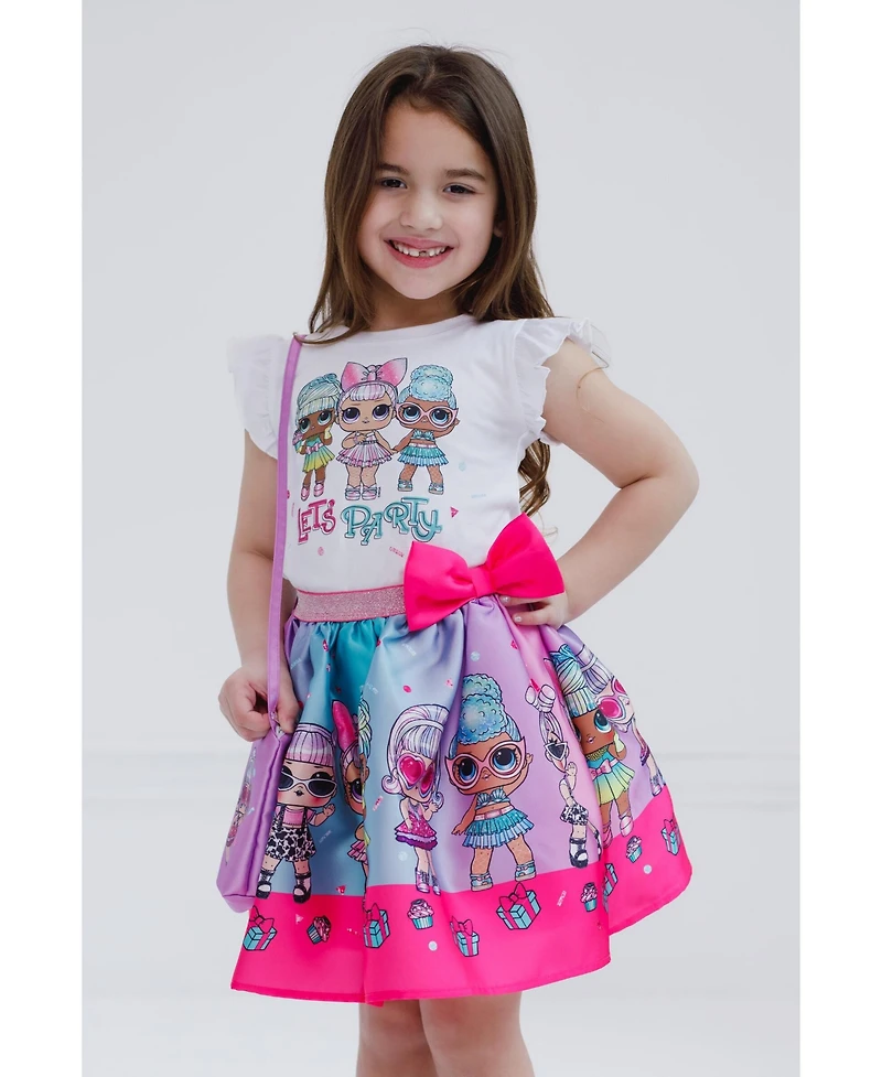 L.o.l. Surprise! Girls T-Shirt Skirt and Bag 3 Piece Outfit Set