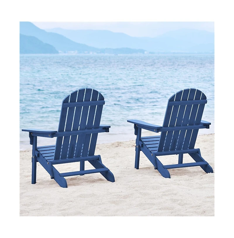 Yaheetech 2-piece Solid Wood Folding Adirondack Chair, Blue