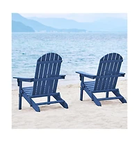 Yaheetech 2-piece Solid Wood Folding Adirondack Chair, Blue