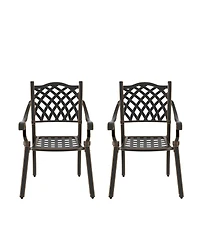 Patio Dining Chairs 2PCS Cast Aluminum Furniture Outdoor Metal Garden Chair for Indoor Bistro Balco