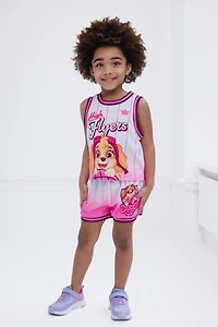 Paw Patrol Girls Mesh Jersey Tank Top and Basketball Shorts Athletic Outfit Set