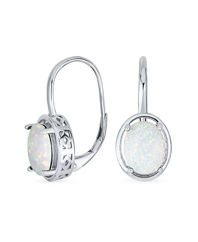 Bling Jewelry White Blue Purple Created Opal Dangle Stone Earrings Sterling Silver