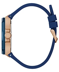 Guess Men's Multifunction Blue Silicone Watch, 45mm