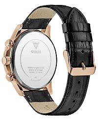 Guess Men's Multifunction Black Genuine Leather Watch