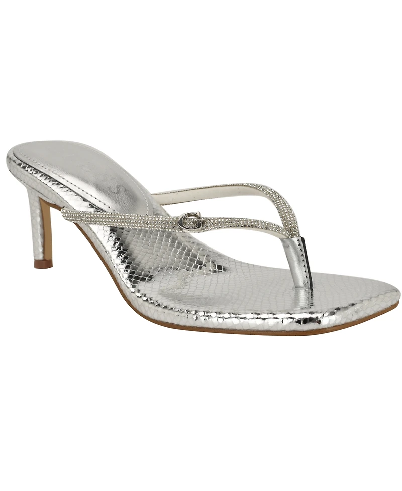 Guess Women's Mayan Rhinestone Thong Kitten Heel Sandals
