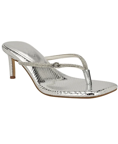 Guess Women's Mayan Rhinestone Thong Kitten Heel Sandals