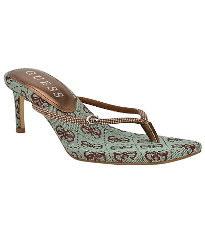 Guess Women's Mayan Rhinestone Thong Kitten Heel Sandals