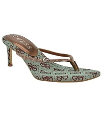 Guess Women's Mayan Rhinestone Thong Kitten Heel Sandals
