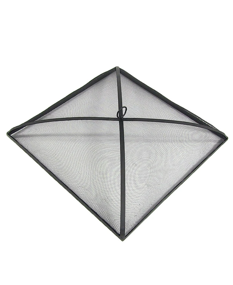 Outdoor Heavy-Duty Steel Mesh Square Easy-Opening Camp Fire Pit Spark Screen Lid - Black