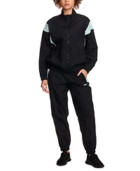 Reebok Women's Woven Crinkle Colorblocked Track Jacket