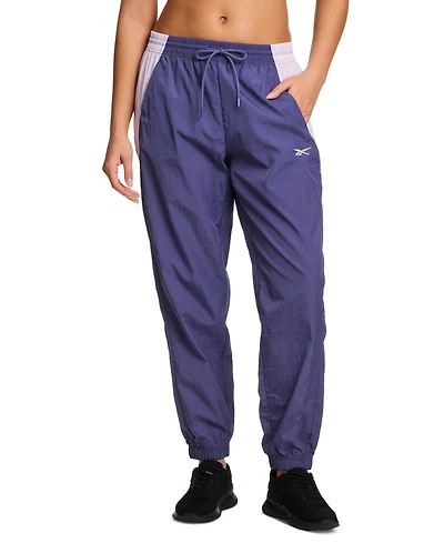 Reebok Women's Woven Crinkle Colorblocked Jogger Pants