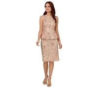 Adrianna Papell Women's Beaded Peplum Sheath Dress