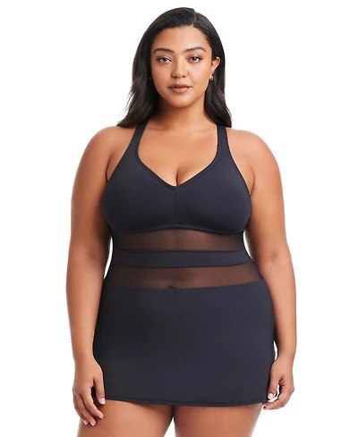 Bleu by Rod Beattie Plus Dont Mesh With Me Inset Swim Dress