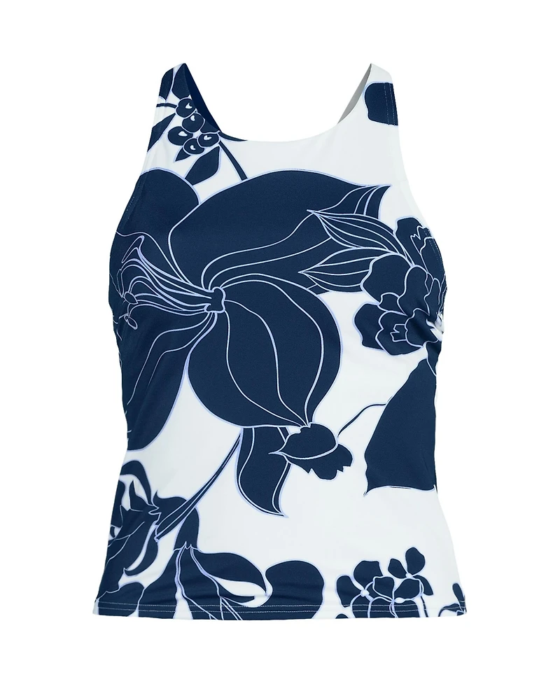 Lands' End Plus Ddd-Cup Tugless High Neck Strappy Back Tankini Swimsuit Top