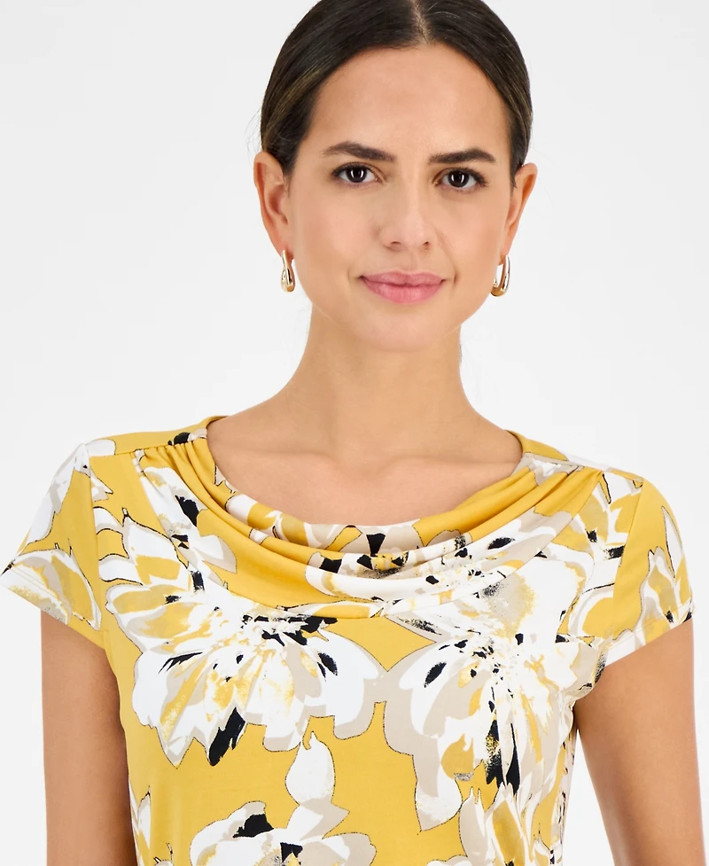 Kasper Women's Printed Cowlneck Top, Regular & Petite