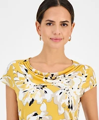 Kasper Women's Printed Cowlneck Top, Regular & Petite