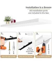 Sorbus Pack 47 x 9.25 Inch Wall Mounted Floating Shelves