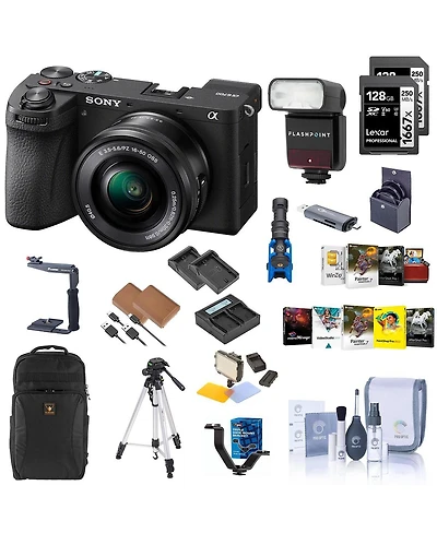 Sony Sony Alpha a6700 Camera with E Pz 16-50mm f/3.5-5.6 Oss Lens Bundle with Backpack, 2x 128GB Sd Card, Card Reader, Corel Mac & Pc Software Kit, 2x