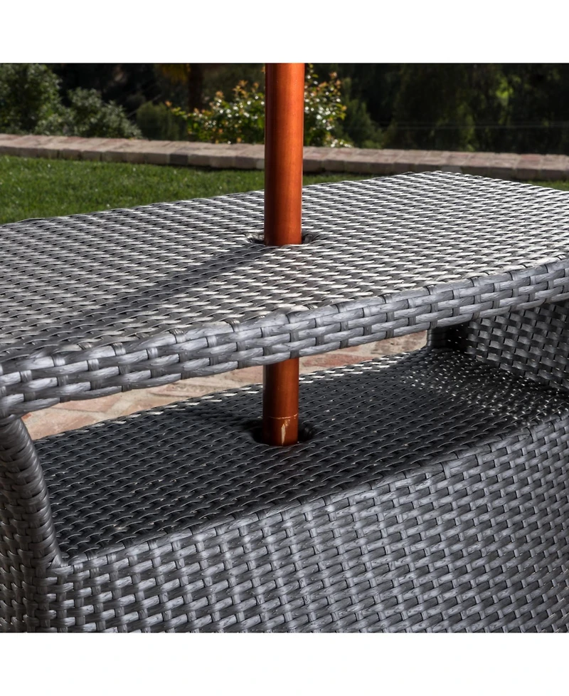 Streamdale All-in-One Outdoor Side Table with Umbrella Hole and Storage Shelf